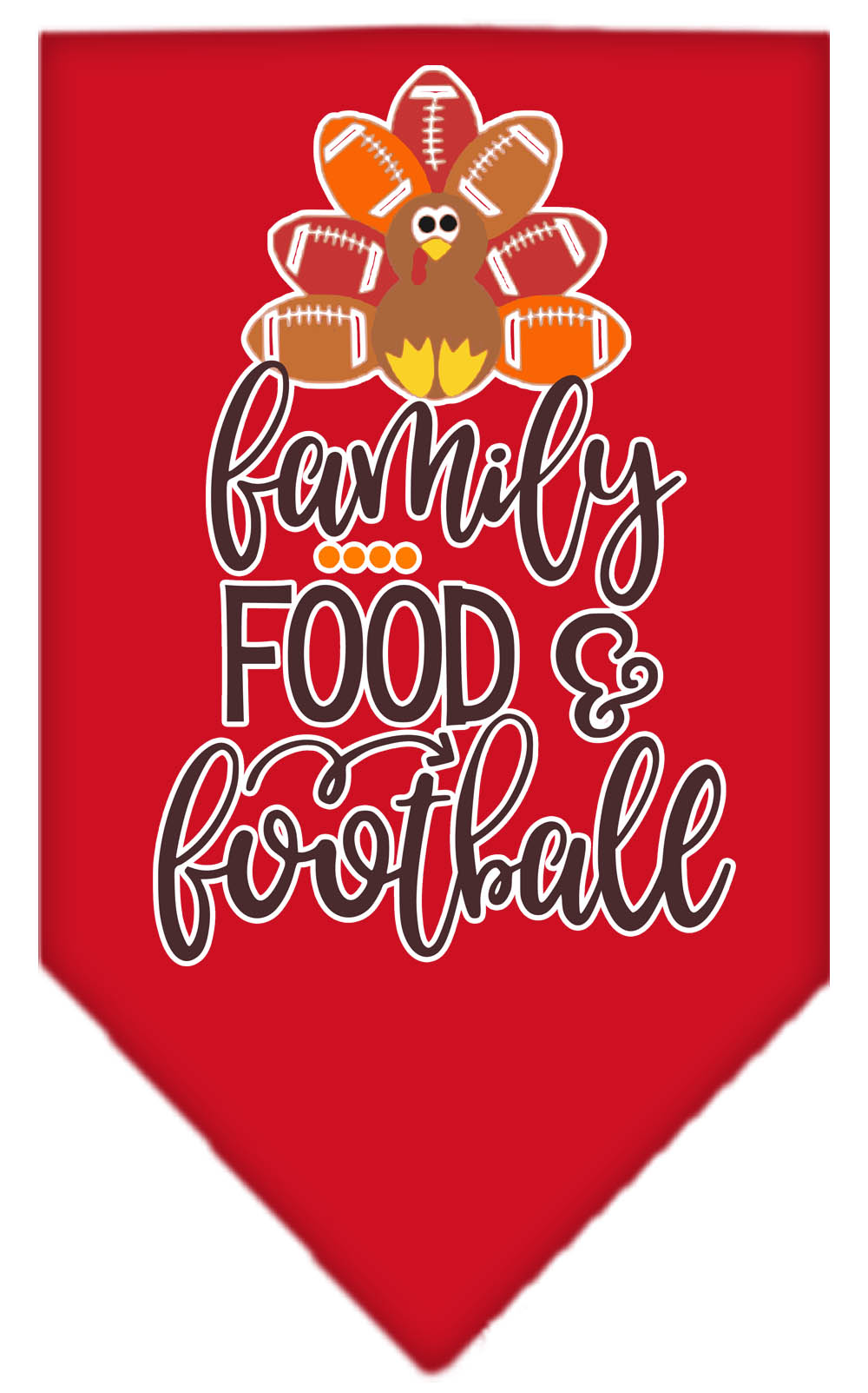 Family, Food, and Football Screen Print Bandana Red Small
